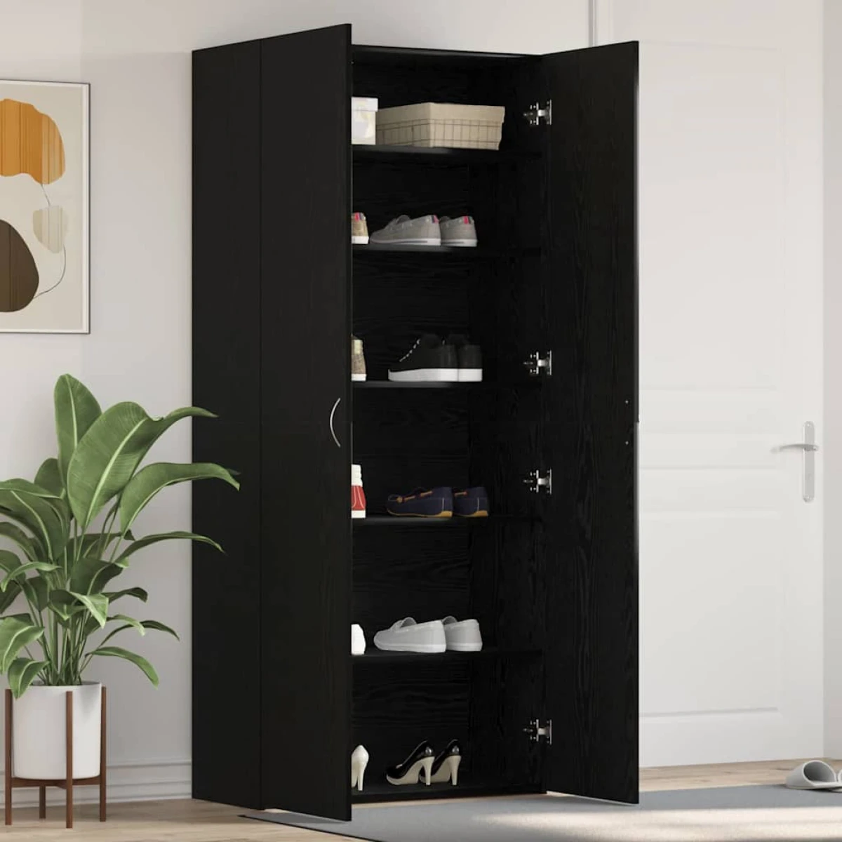 vidaXL VidaXL Shoe Cabinet 80 x 35.5 x 180 cm With Door Engineered Wood Entryway Storage - Shoe Storage