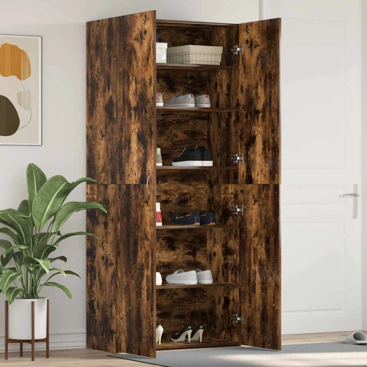vidaXL VidaXL Shoe Cabinet 80 x 35.5 x 180 cm With Door Engineered Wood Entryway Storage - Shoe Storage
