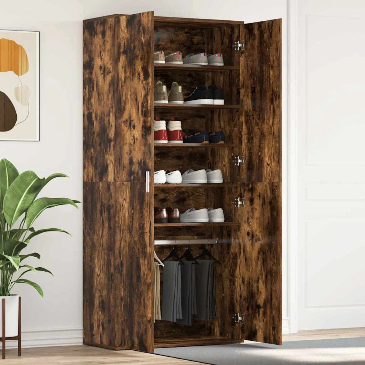 VidaXL Shoe Cabinet 80 x 39 x 180 cm Engineered Wood With Door For Entryway Organization by vidaXL
