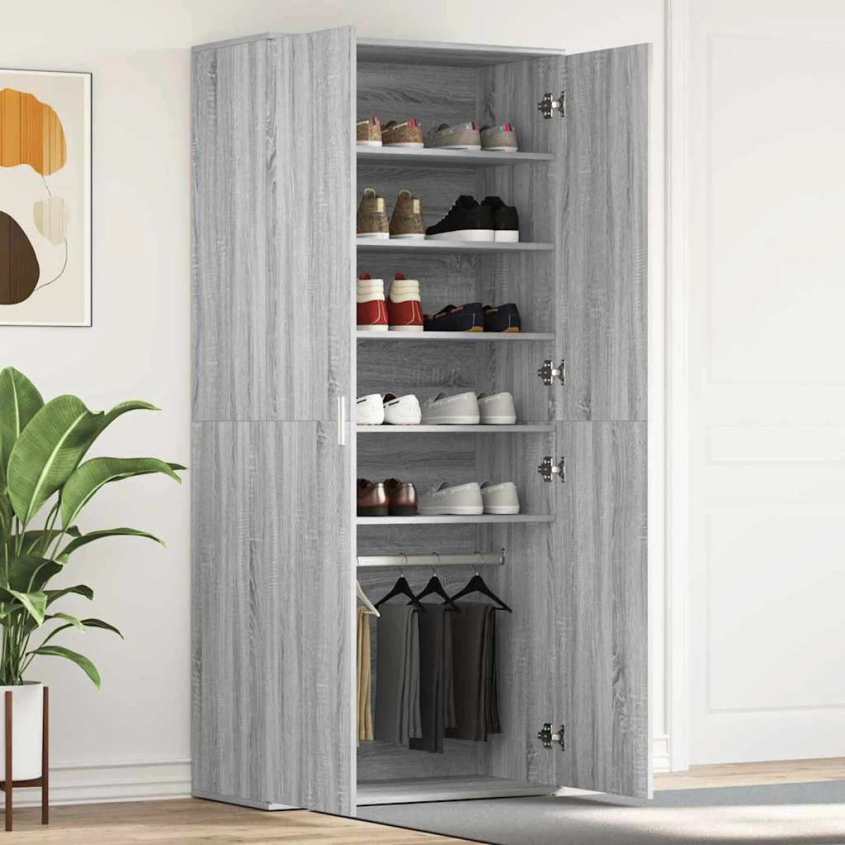 VidaXL Shoe Cabinet 80 x 39 x 180 cm Engineered Wood With Door For Entryway Organization by vidaXL