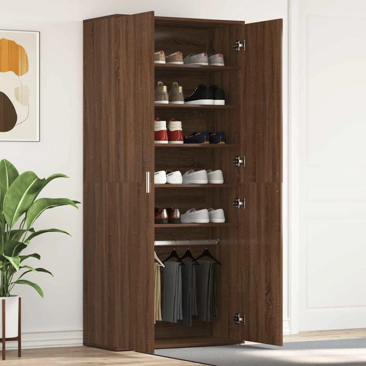 VidaXL Shoe Cabinet 80 x 39 x 180 cm Engineered Wood With Door For Entryway Organization by vidaXL
