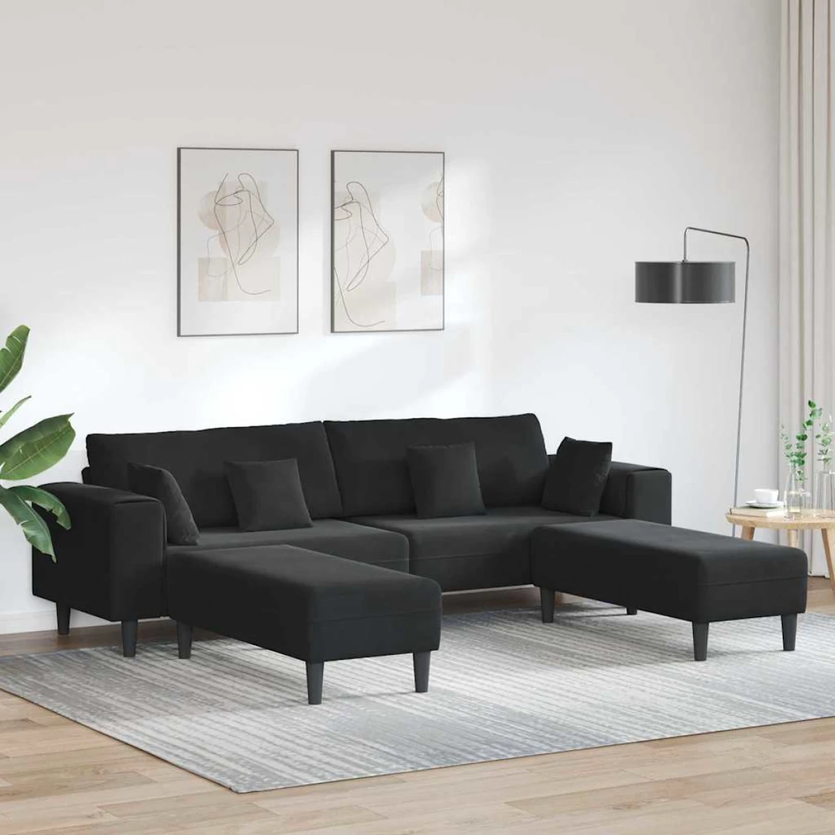 vidaXL VidaXL Velvet Sofa 208 cm With Cushions Soft Plush Upholstery For Living Room And Modern Living Rooms - Sofa