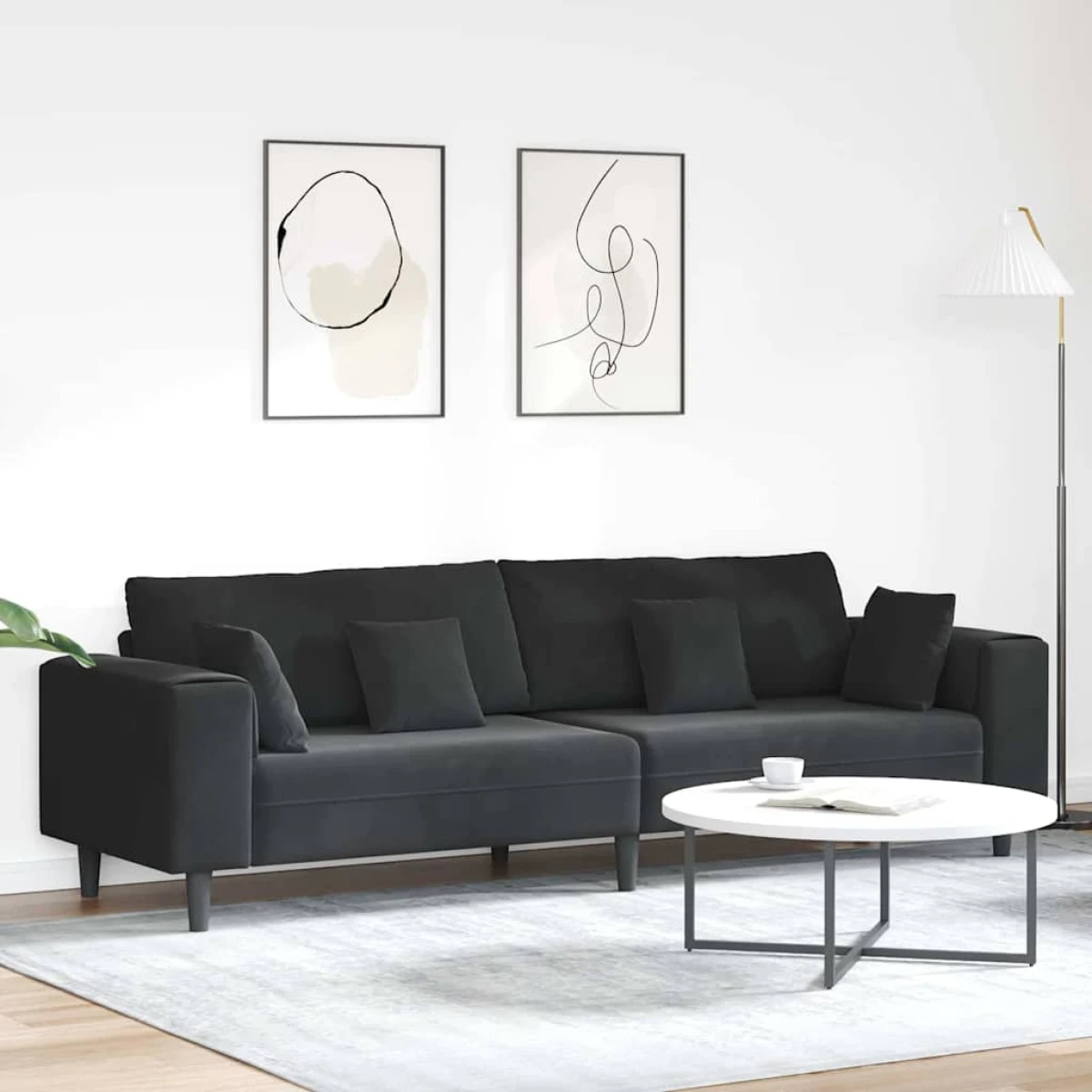 VidaXL Velvet Sofa 208 cm With Cushions Soft Plush Upholstery For Living Room And Modern Living Rooms by vidaXL