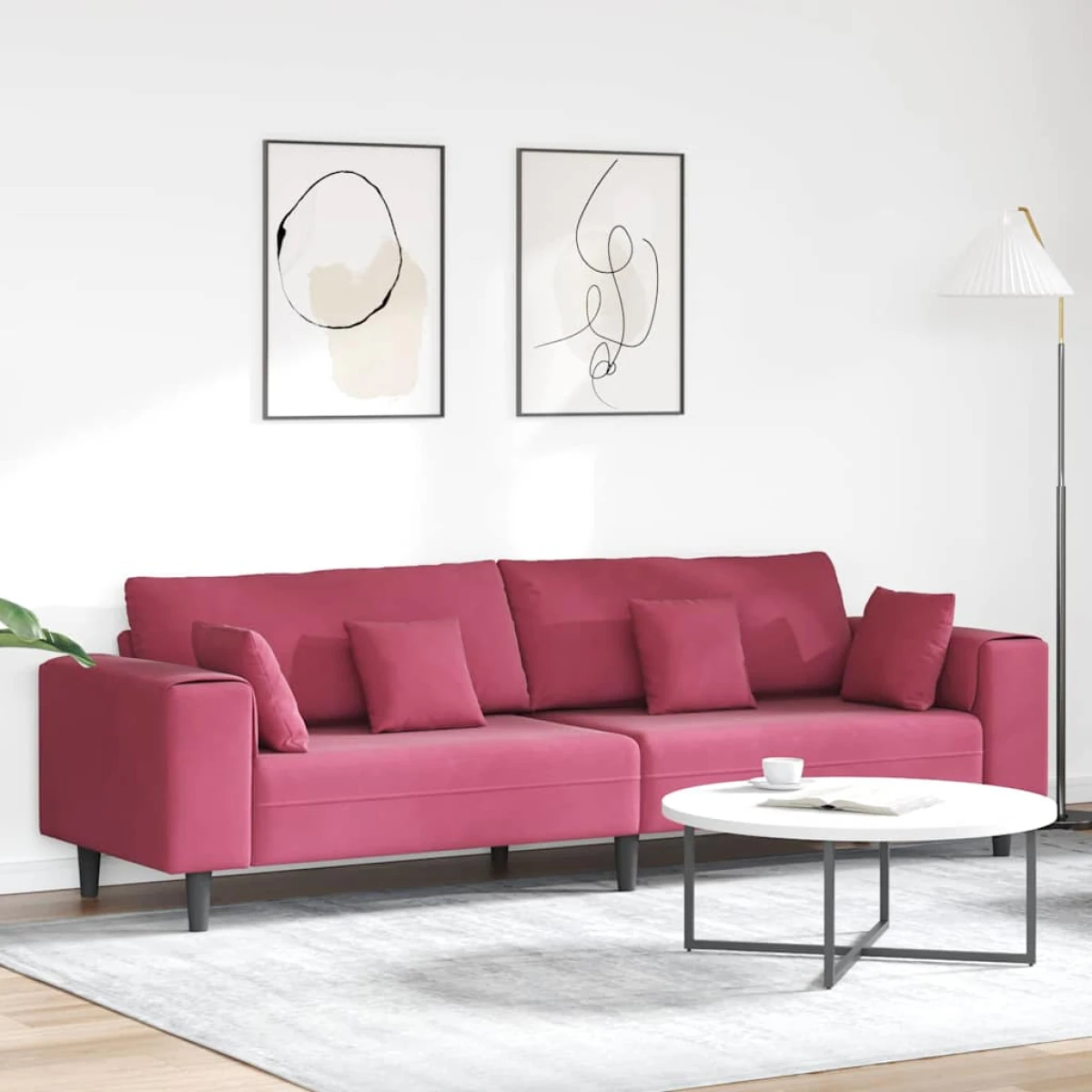 VidaXL Velvet Sofa 208 cm With Cushions Soft Plush Upholstery For Living Room And Modern Living Rooms by vidaXL