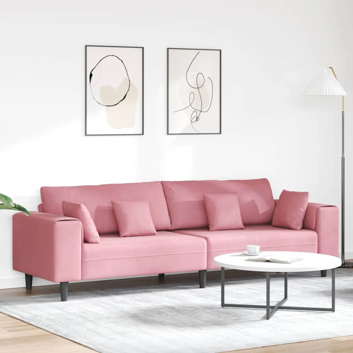VidaXL Velvet Sofa 208 cm With Cushions Soft Plush Upholstery For Living Room And Modern Living Rooms by vidaXL