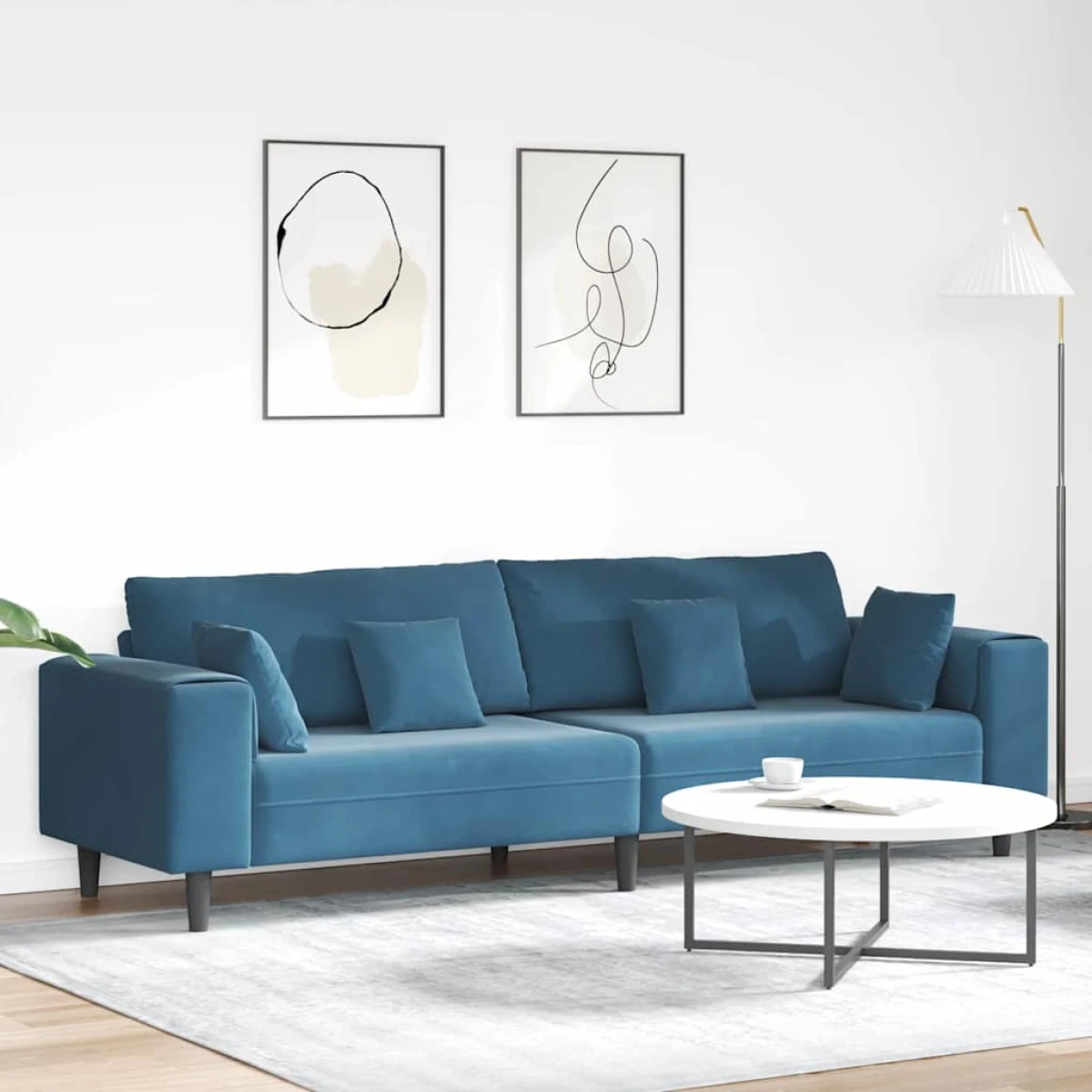 VidaXL Velvet Sofa 208 cm With Cushions Soft Plush Upholstery For Living Room And Modern Living Rooms by vidaXL