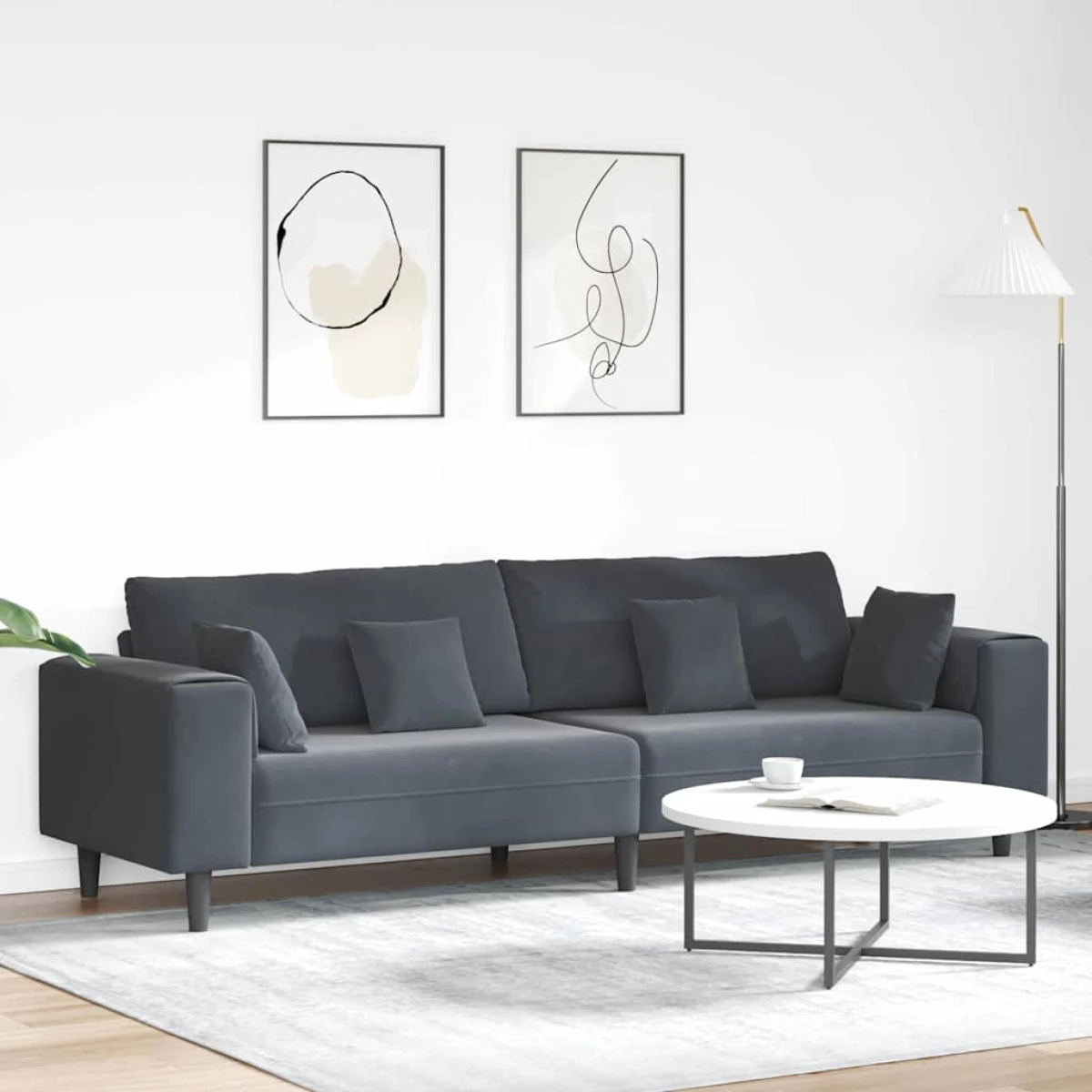 VidaXL Velvet Sofa 208 cm With Cushions Soft Plush Upholstery For Living Room And Modern Living Rooms by vidaXL