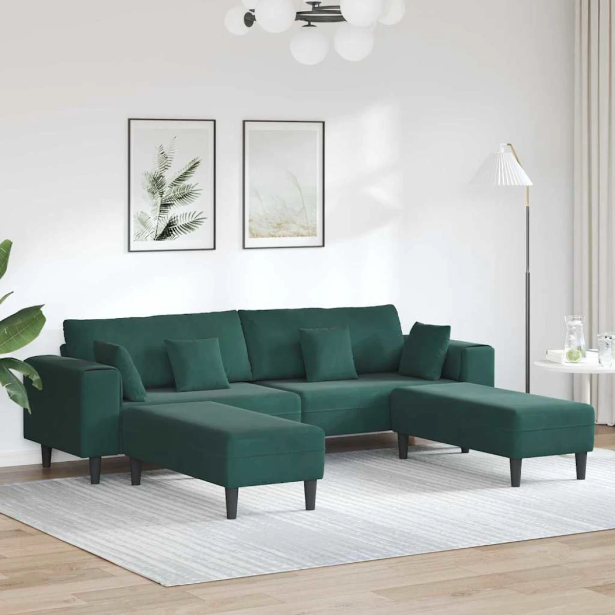 VidaXL Velvet Sofa 208 cm With Cushions Soft Plush Upholstery For Living Room And Modern Living Rooms by vidaXL
