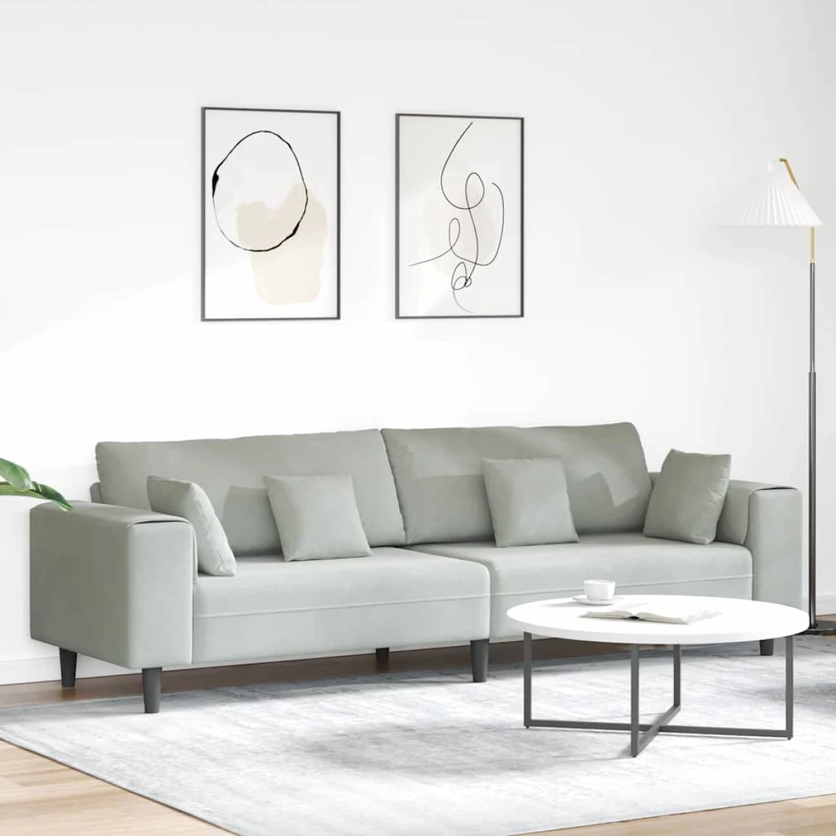 VidaXL Velvet Sofa 208 cm With Cushions Soft Plush Upholstery For Living Room And Modern Living Rooms by vidaXL