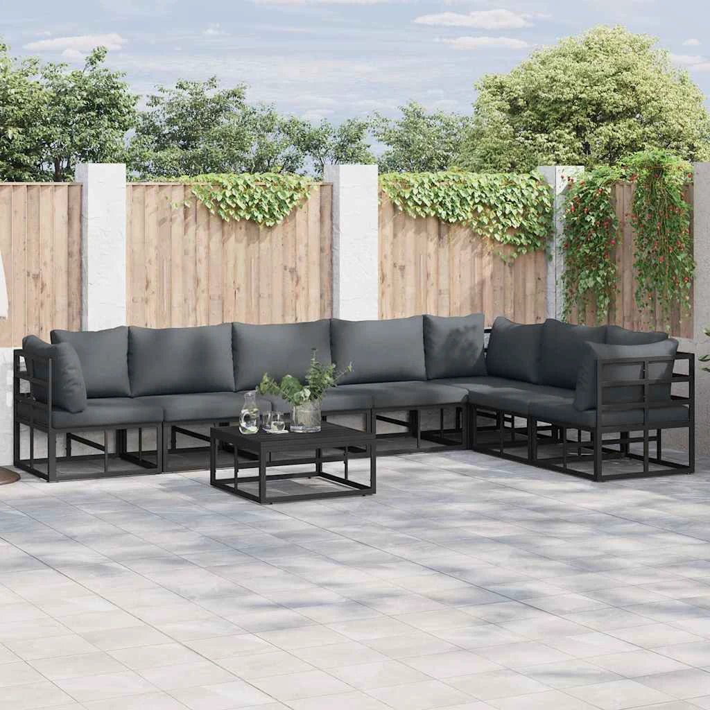 VidaXL Outdoor Sofa Set 7-Pcs Black Aluminium by vidaXL