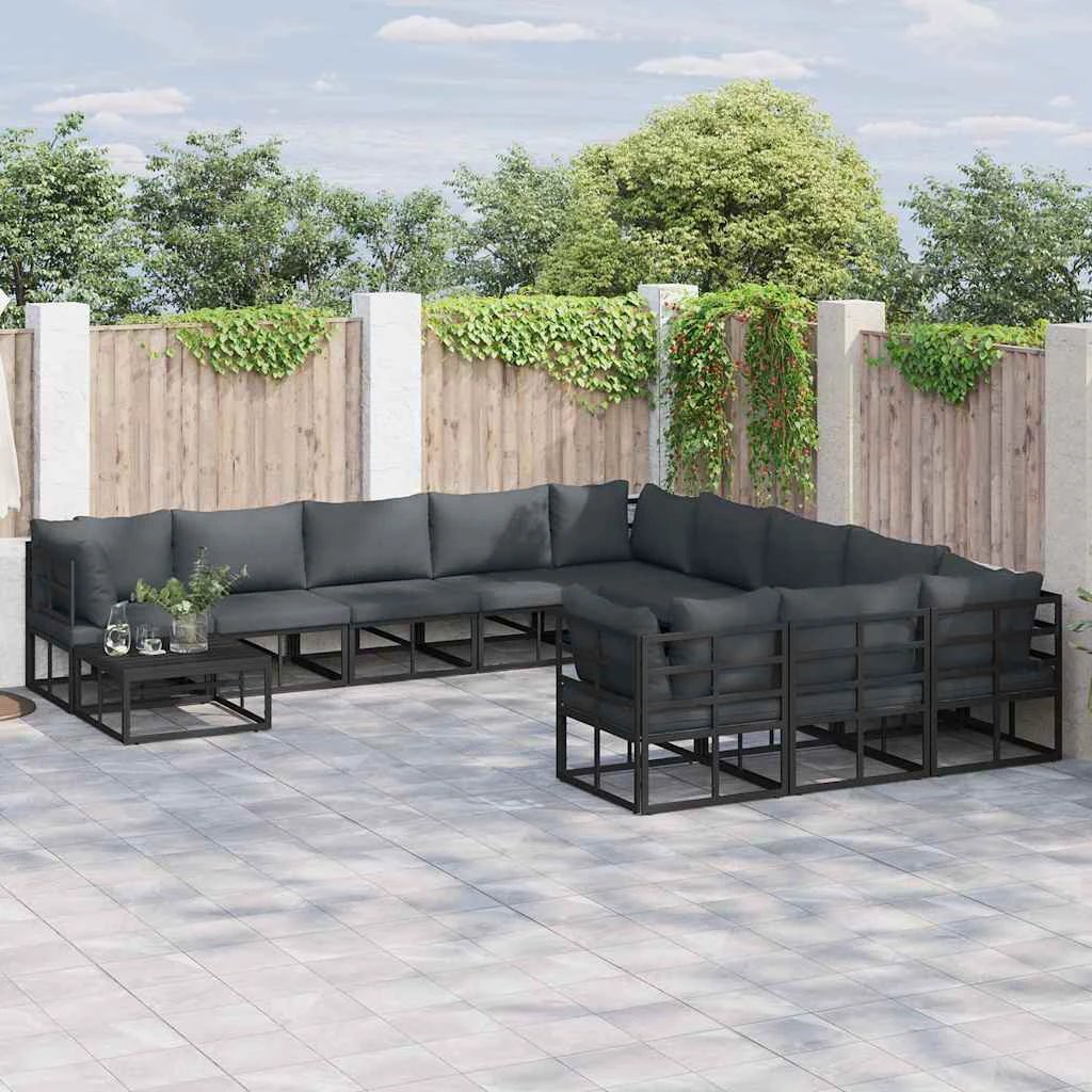 vidaXL VidaXL 11-Piece Garden Sofa Set Aluminum with Cushions Modular Outdoor Furniture - Garden Sofa Sets