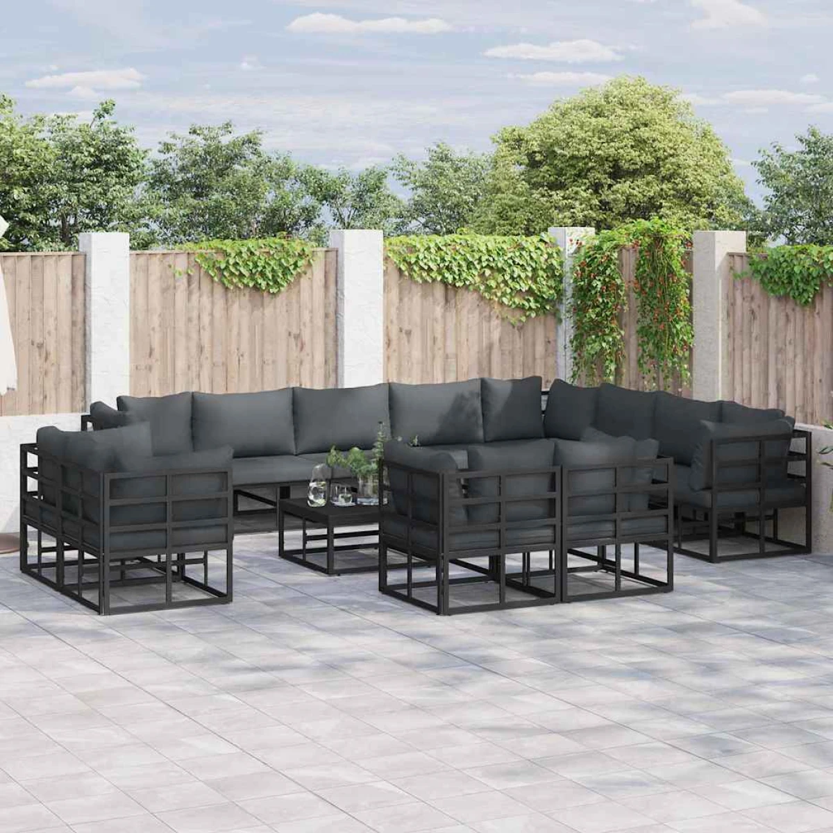 vidaXL vidaXL Garden Set 12Pc Aluminum Cushioned Outdoor - Garden Sofa Sets