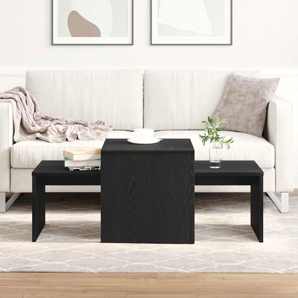 vidaXL vidaXL Coffee Table Set Smoked Oak 100x48x40 cm Engineered Wood Modern Living Room Decor - Coffee Table