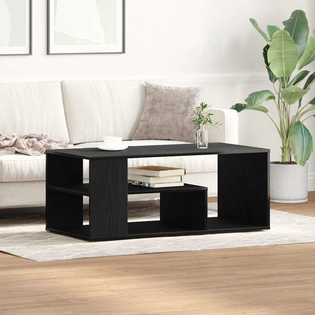 VidaXL Coffee Table 100x50x40 cm Engineered Wood Smoked Oak Open Shelf Living Room by vidaXL