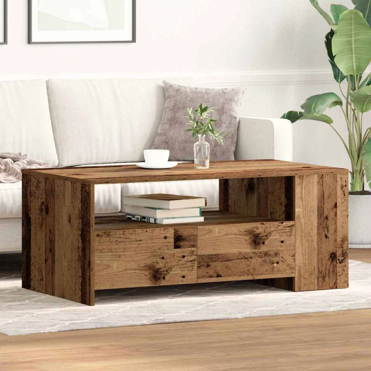 VidaXL Coffee Table 102x55x42 cm Smoked Oak Engineered Wood With Storage Drawers For Living Rooms by vidaXL