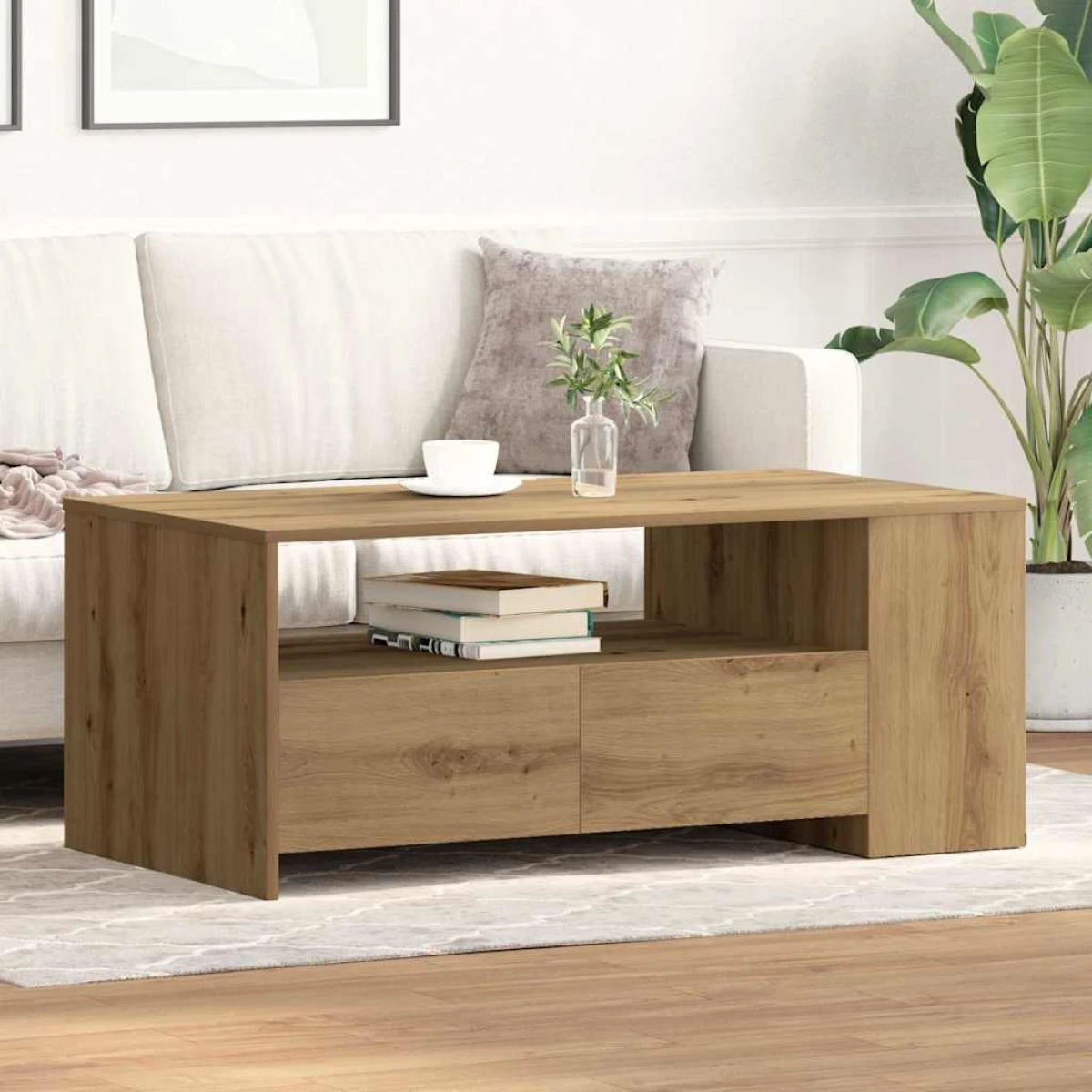 VidaXL Coffee Table 102x55x42 cm Smoked Oak Engineered Wood With Storage Drawers For Living Rooms by vidaXL