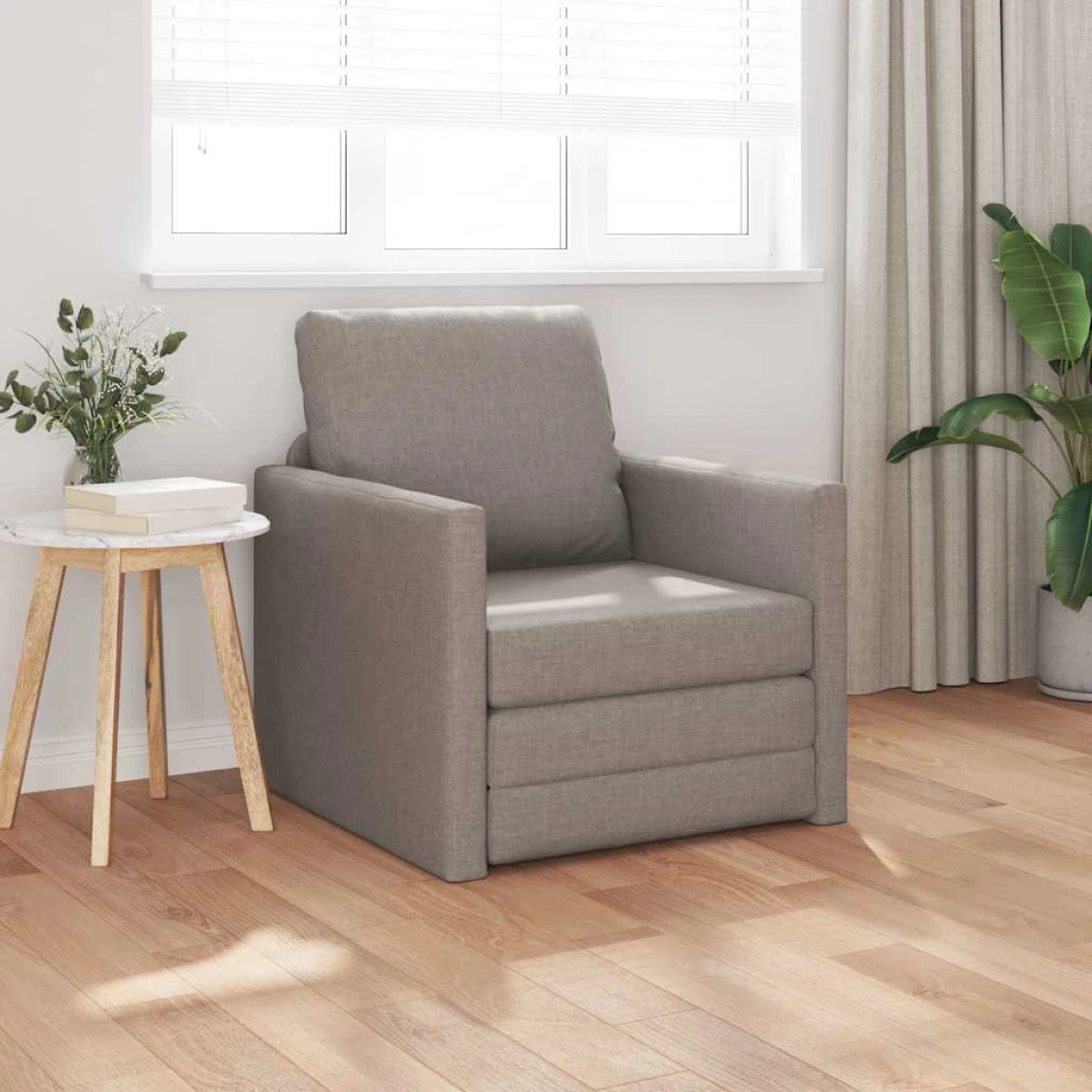 vidaXL VidaXL Floor Sofa Bed 74 x 77 x 81 Cm Cushioned Soft Fabric Light Grey For Small Spaces - Sofa Bed
