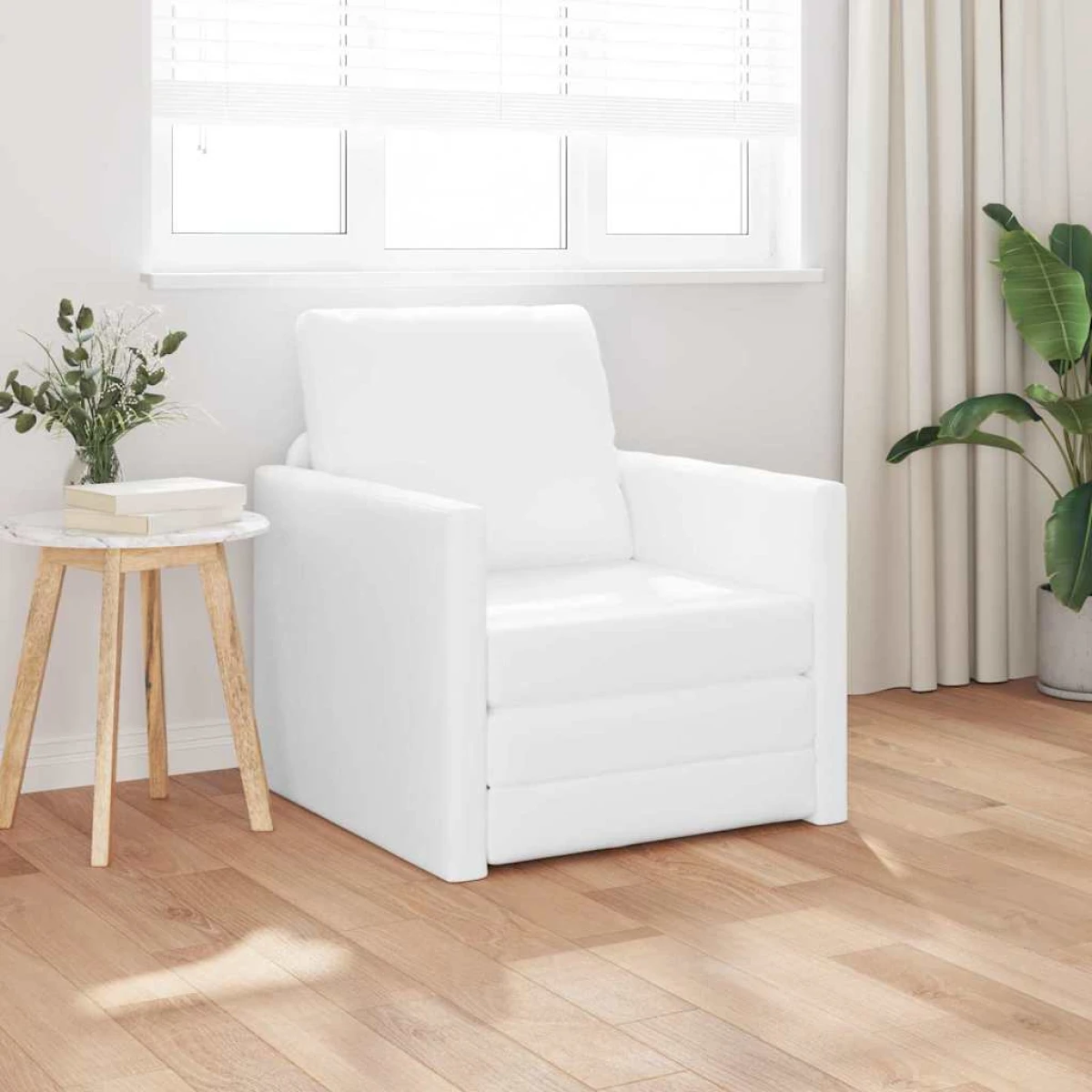 vidaXL vidaXL Floor Sofa Bed with Cushion Cream 74 x 77 x 81 cm Faux leather - Sofa Bed