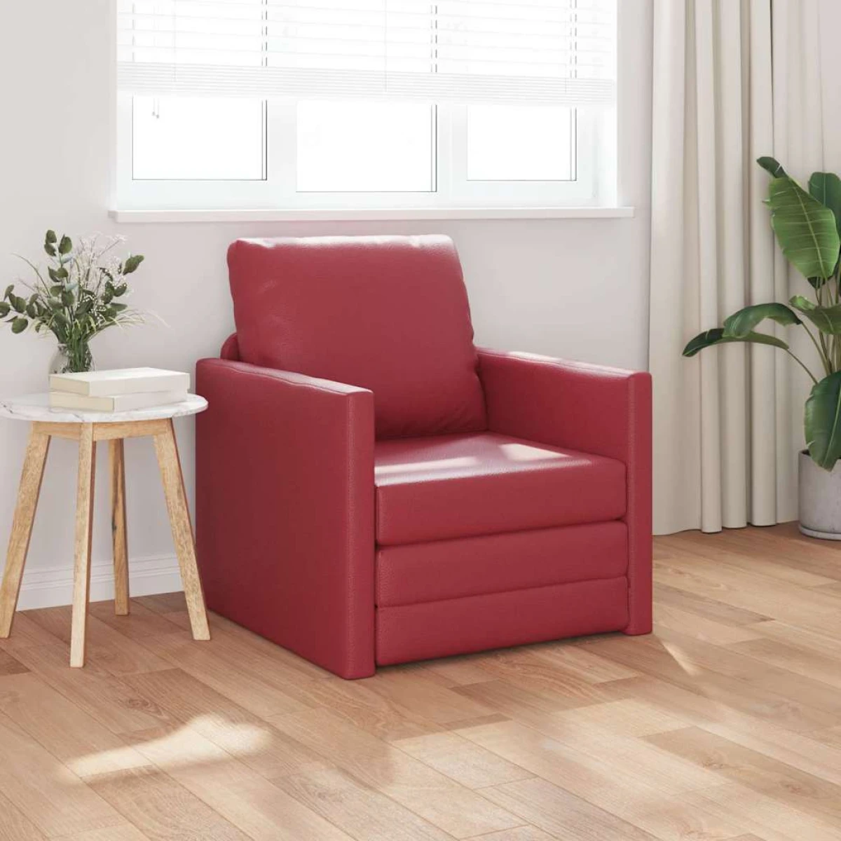 vidaXL vidaXL Floor Sofa Bed with Cushion Cream 74 x 77 x 81 cm Faux leather - Sofa Bed