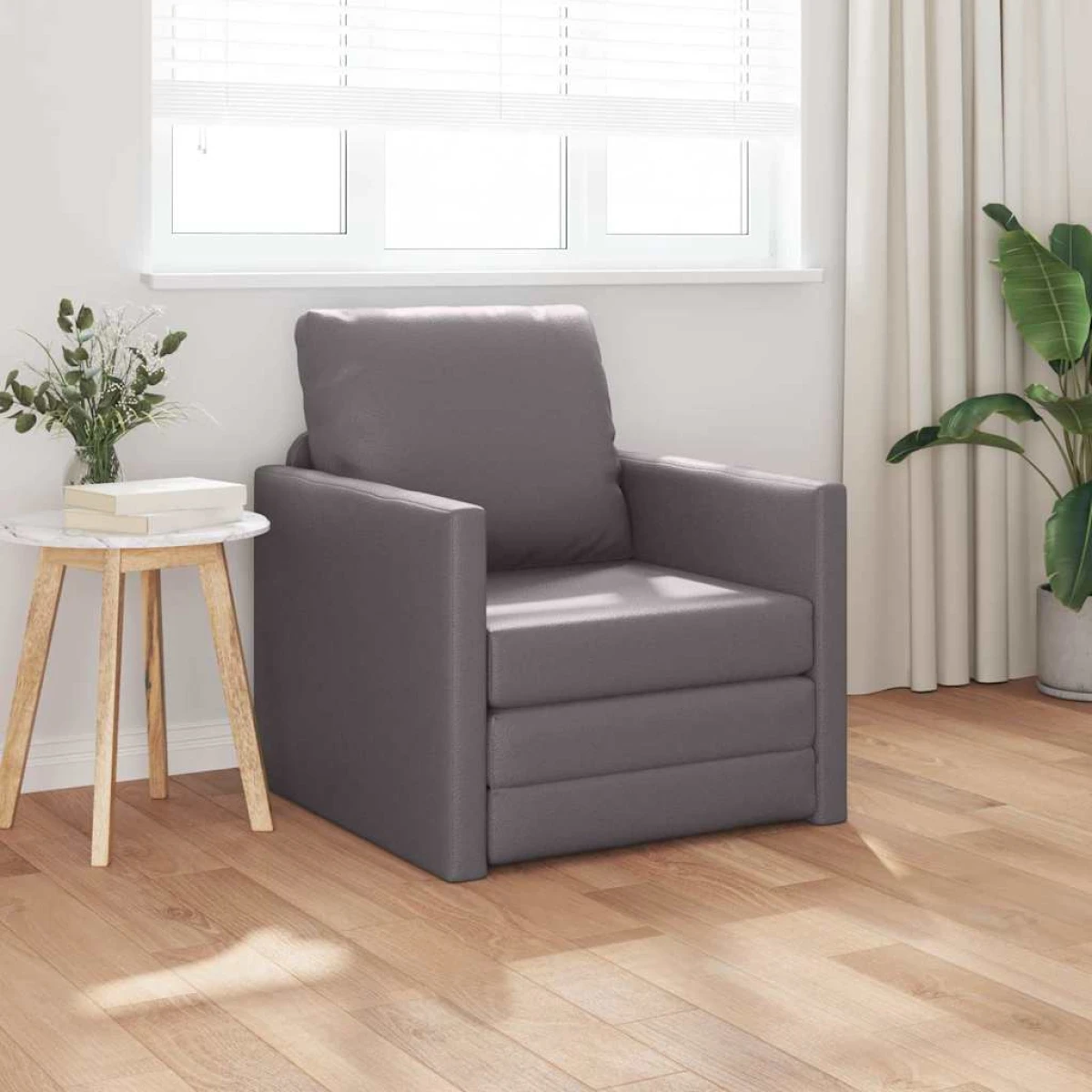 vidaXL vidaXL Floor Sofa Bed with Cushion Cream 74 x 77 x 81 cm Faux leather - Sofa Bed