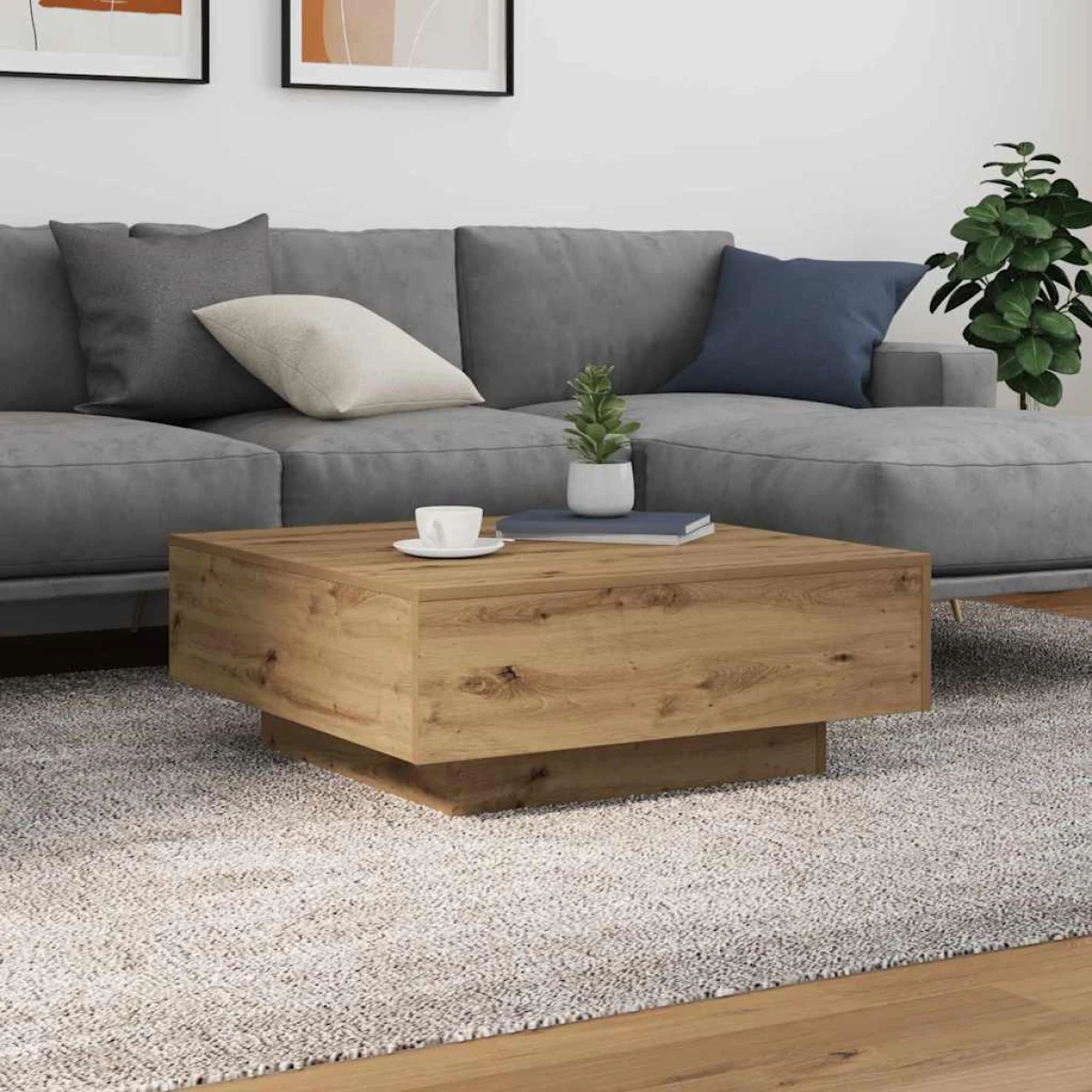 vidaXL VidaXL Coffee Table 55x55x31cm With LED Lights Living Room - Coffee Table