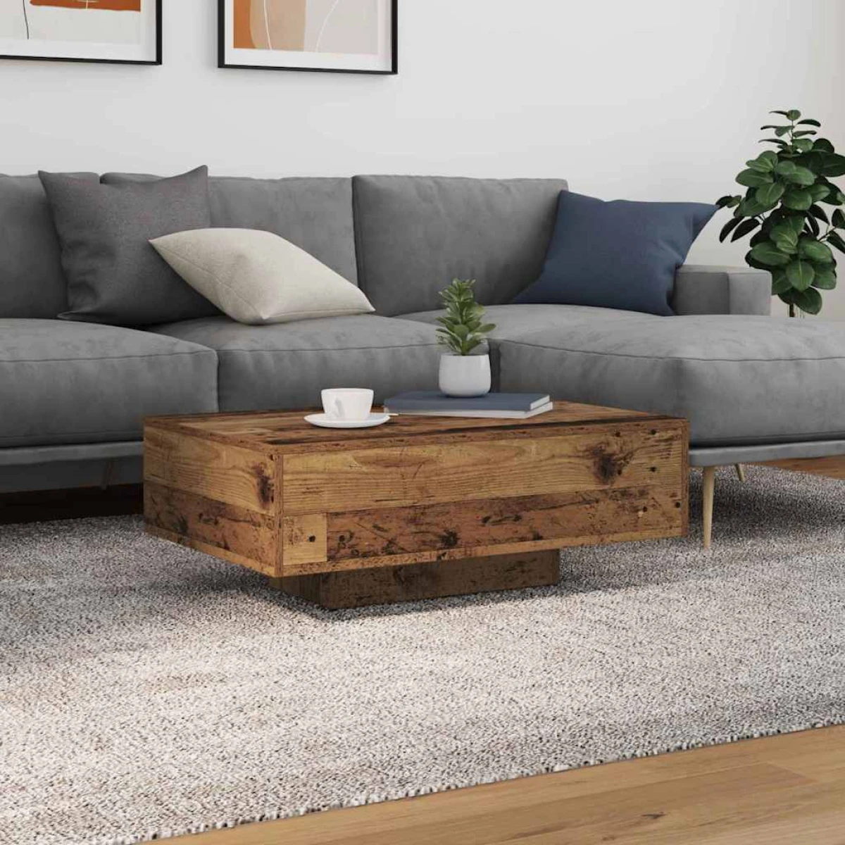 vidaXL VidaXL Coffee Table 55x55x31cm With LED Lights Living Room - Coffee Table