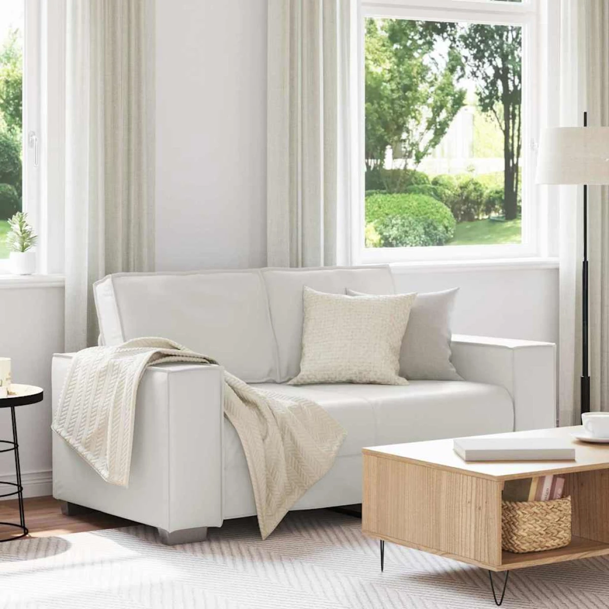 vidaXL VidaXL Sofa Chair 59 Cm Cream Faux Leather With Cushion Indoor Living Room Decor - Sofa