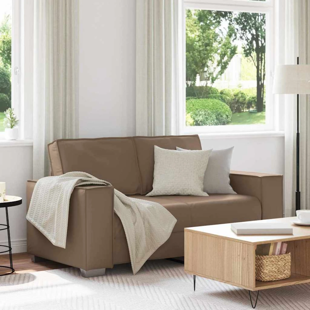 vidaXL VidaXL Sofa Chair 59 Cm Cream Faux Leather With Cushion Indoor Living Room Decor - Sofa