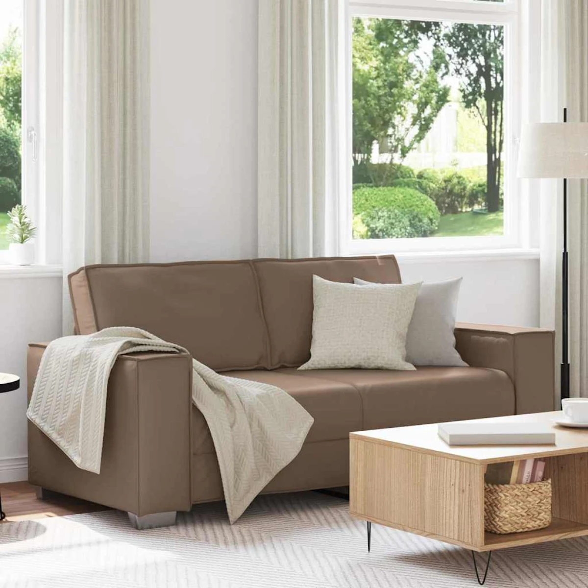 vidaXL VidaXL Sofa Chair 59 Cm Cream Faux Leather With Cushion Indoor Living Room Decor - Sofa