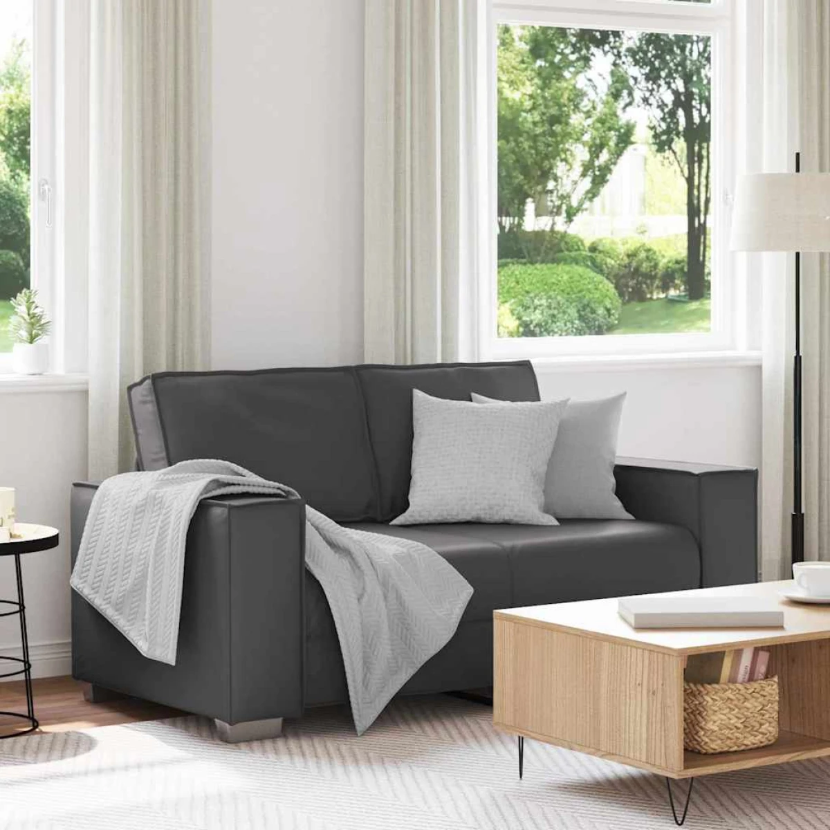 VidaXL Sofa Chair 59 Cm Cream Faux Leather With Cushion Indoor Living Room Decor by vidaXL
