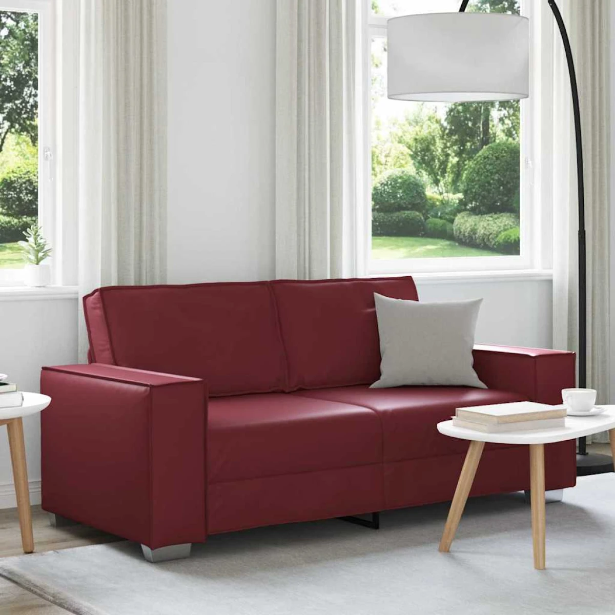 VidaXL Sofa Chair 59 Cm Cream Faux Leather With Cushion Indoor Living Room Decor by vidaXL