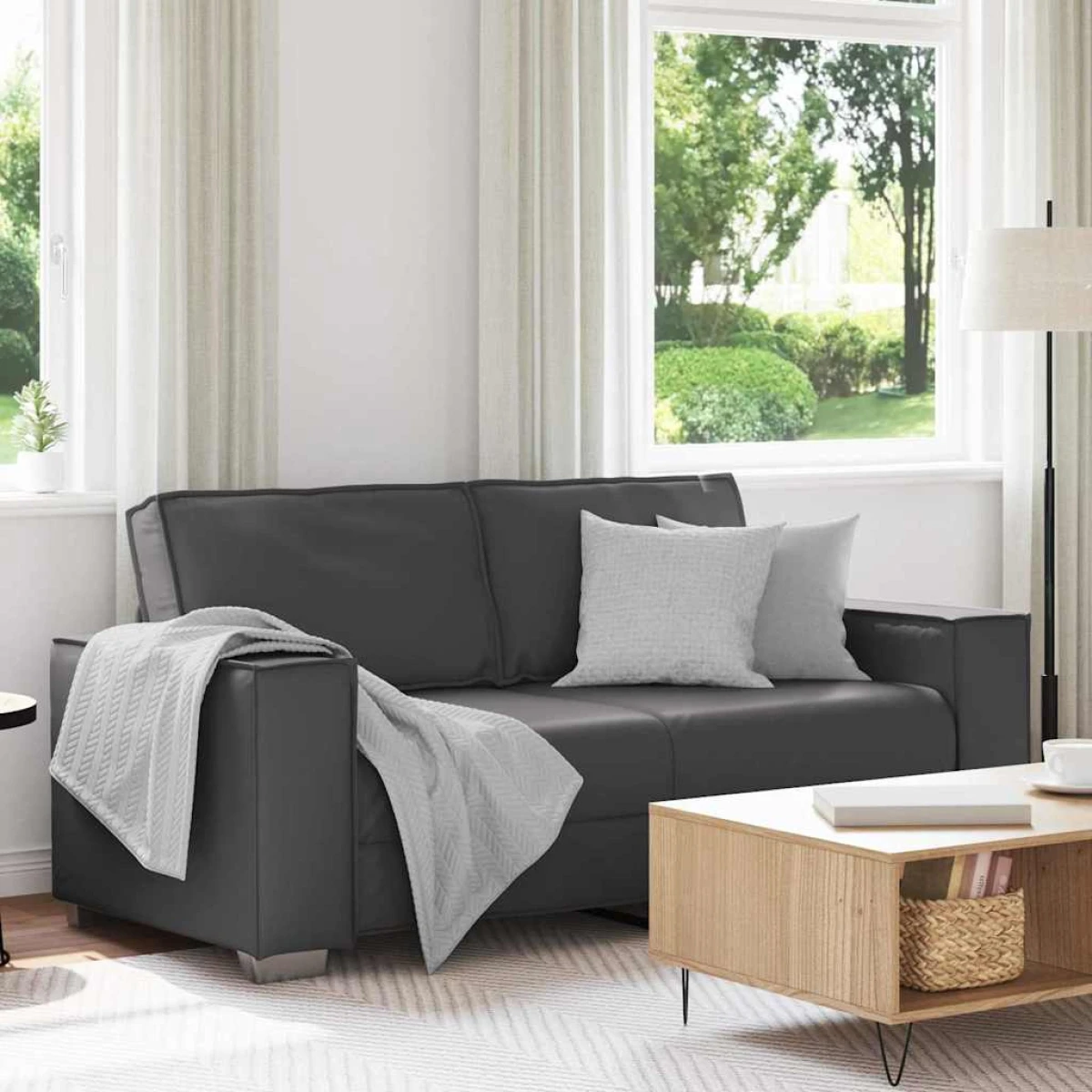 VidaXL Sofa Chair 59 Cm Cream Faux Leather With Cushion Indoor Living Room Decor by vidaXL