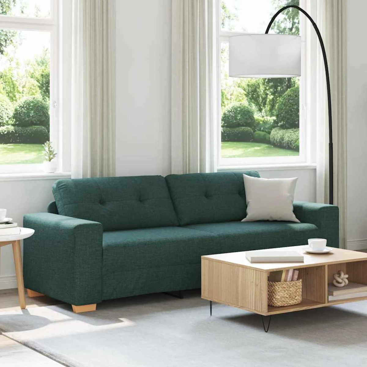vidaXL VidaXL Sofa 3 Seater Cushioned Wine Red Fabric Living Room - Sofa