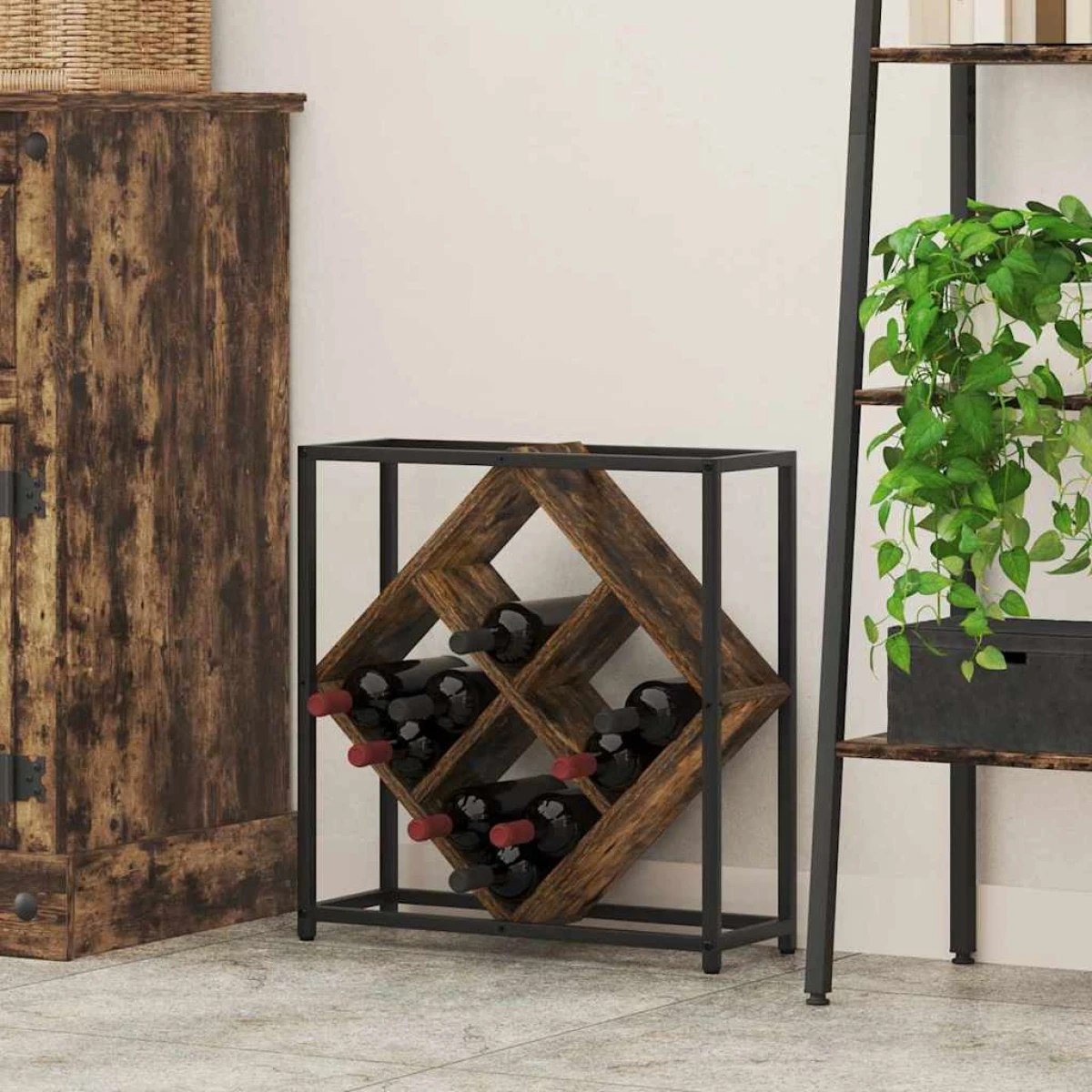 VidaXL Wine Rack 51x18x52.5 cm Black Engineered Wood At Home by vidaXL