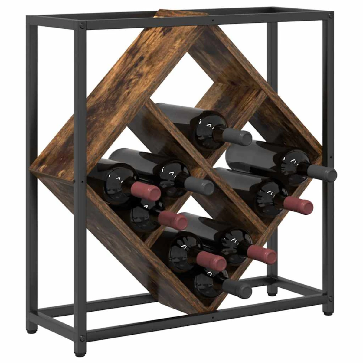 VidaXL Wine Rack 51x18x52.5 cm Black Engineered Wood At Home by vidaXL