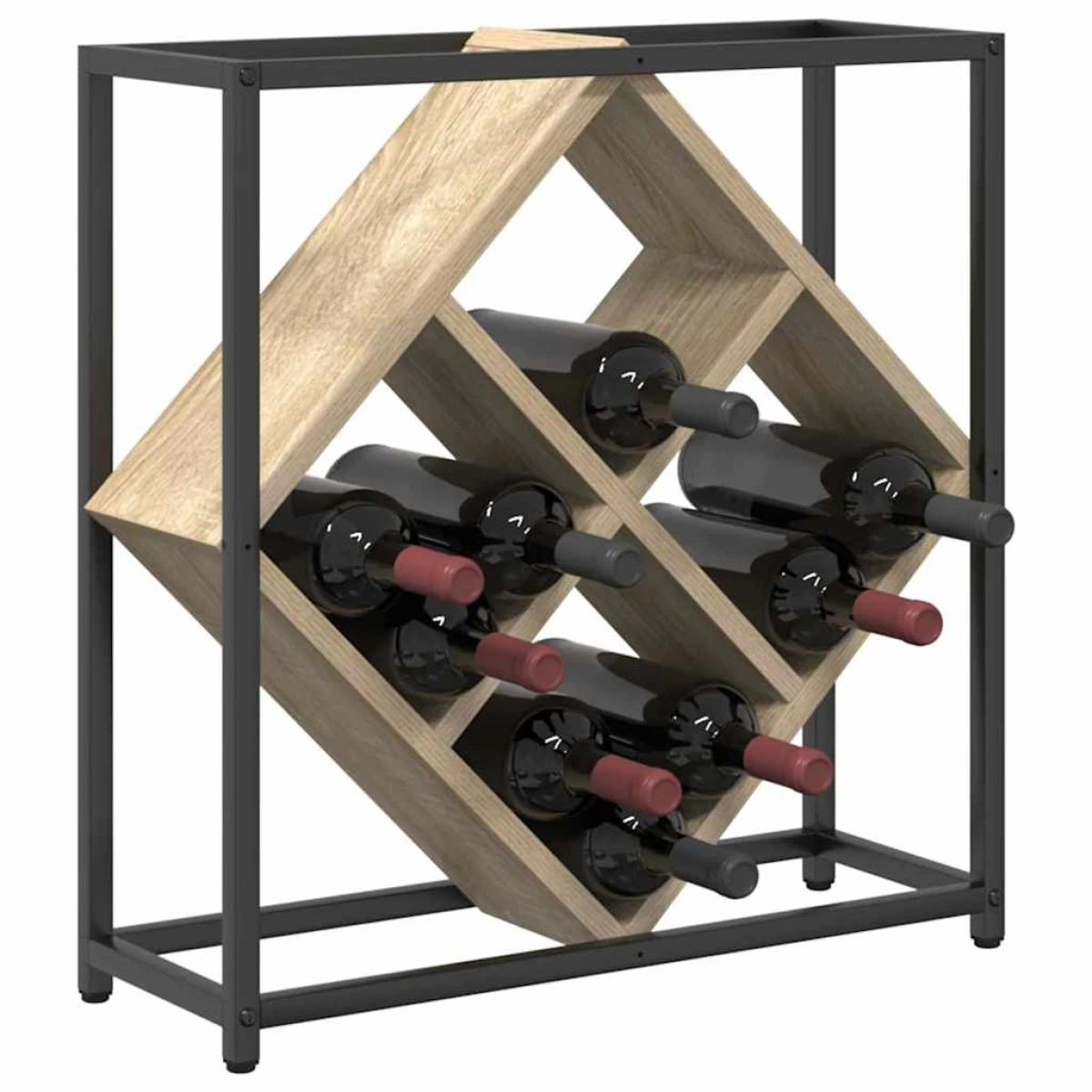 VidaXL Wine Rack 51x18x52.5 cm Black Engineered Wood At Home by vidaXL