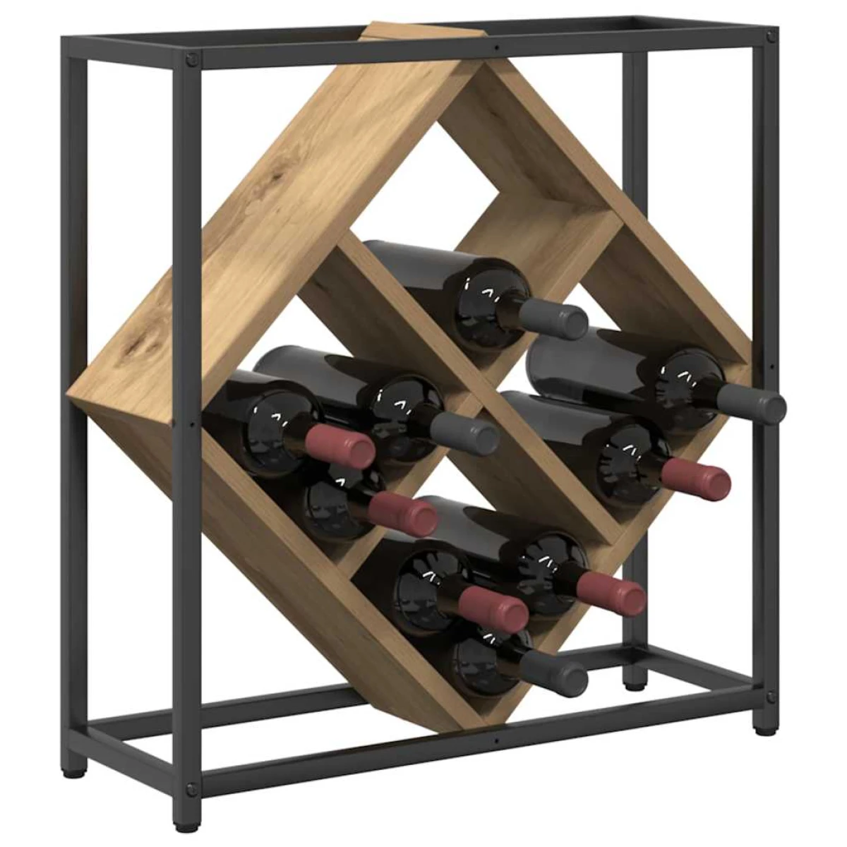 VidaXL Wine Rack 51x18x52.5 cm Black Engineered Wood At Home by vidaXL