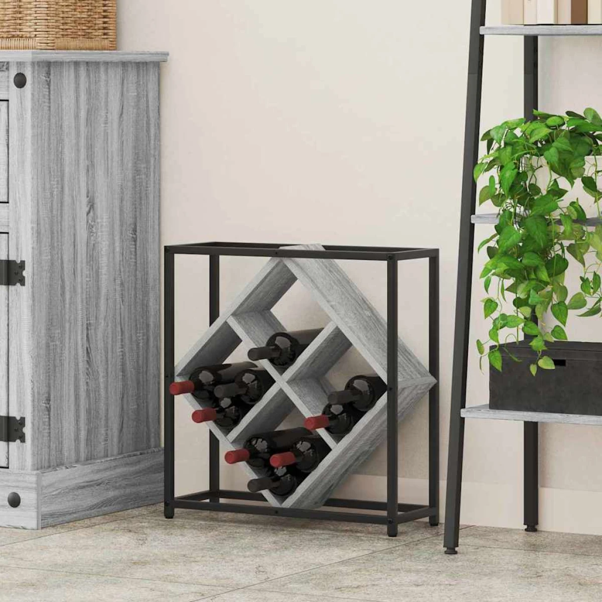 vidaXL VidaXL Wine Rack 51x18x52.5 cm Black Engineered Wood At Home - Wine Rack