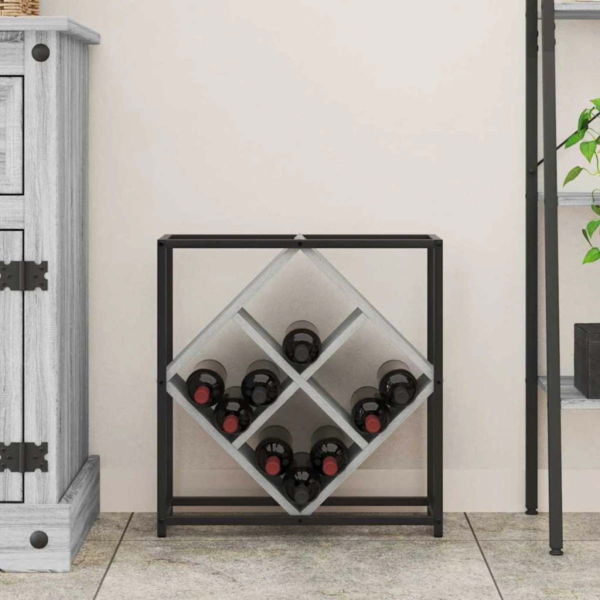 vidaXL VidaXL Wine Rack 51x18x52.5 cm Black Engineered Wood At Home - Wine Rack