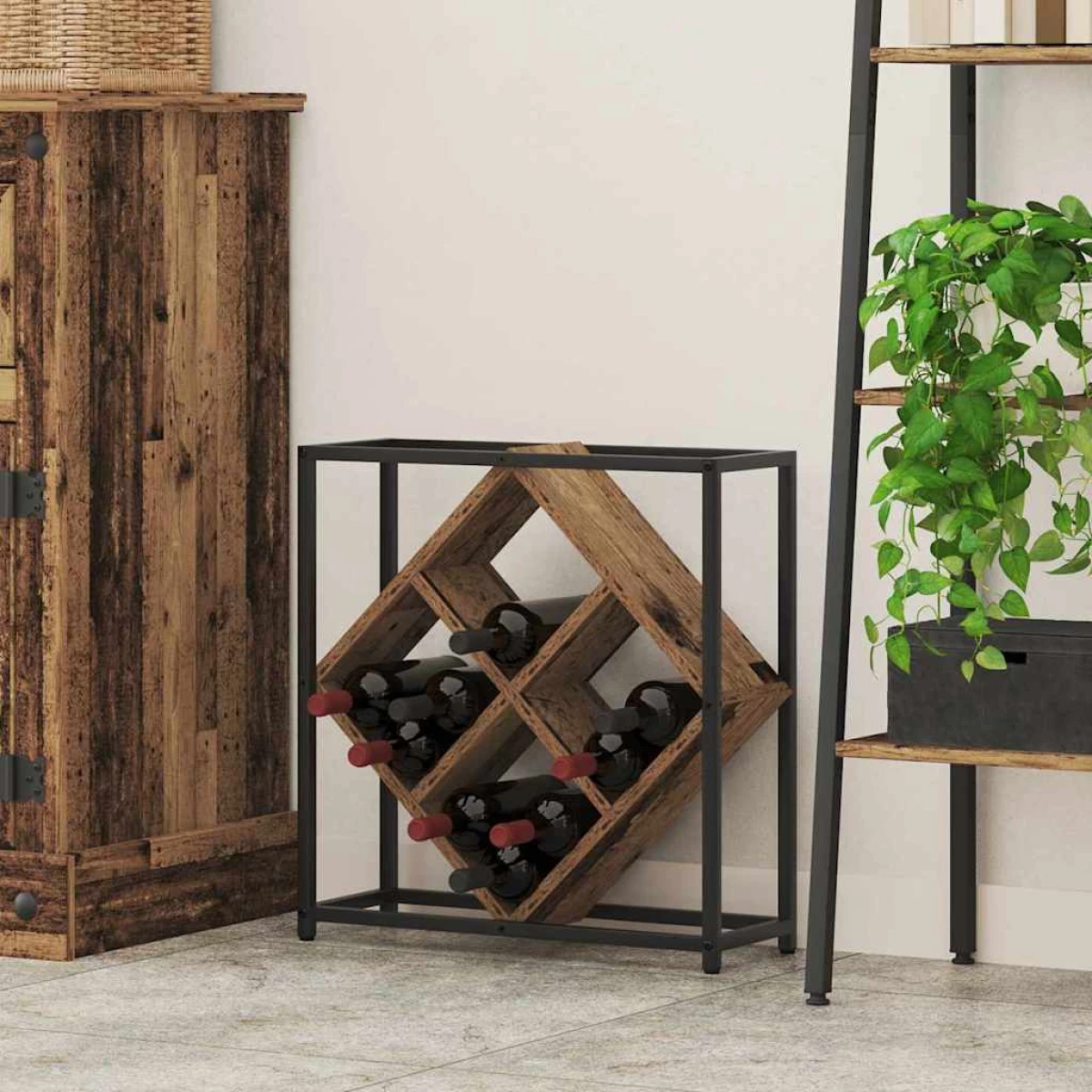 vidaXL VidaXL Wine Rack 51x18x52.5 cm Black Engineered Wood At Home - Wine Rack