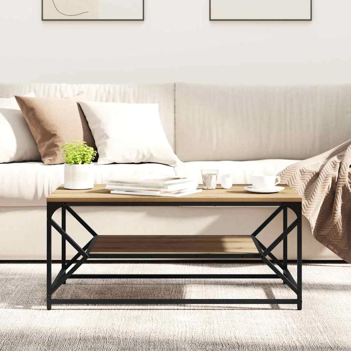 VidaXL Coffee Table 51x50x40 cm Black Oak Modern Lounge by vidaXL