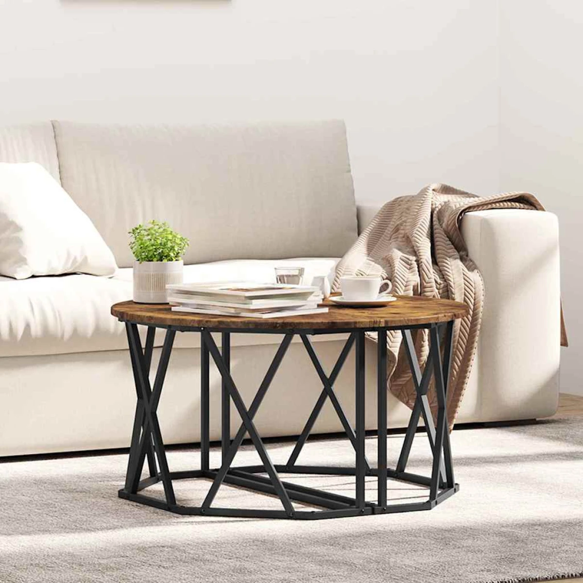VidaXL Coffee Table 80x80x42 cm Black Oak Matte Living Room by vidaXL