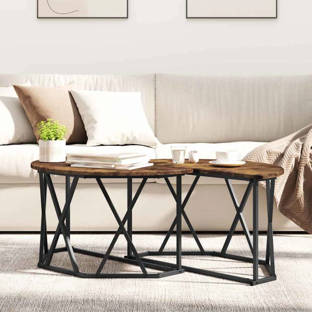 vidaXL VidaXL Coffee Table 80x80x42 cm Black Oak Matte Living Room - Coffee Table