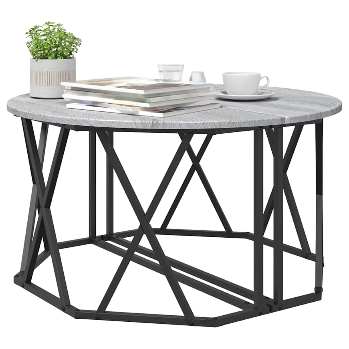 VidaXL Coffee Table 80x80x42 cm Black Oak Matte Living Room by vidaXL