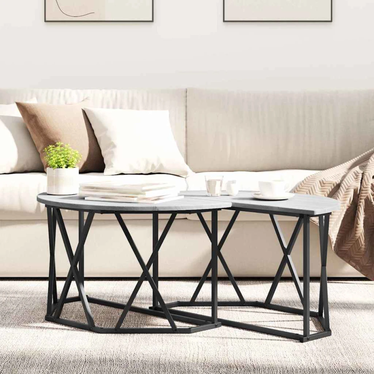 VidaXL Coffee Table 80x80x42 cm Black Oak Matte Living Room by vidaXL