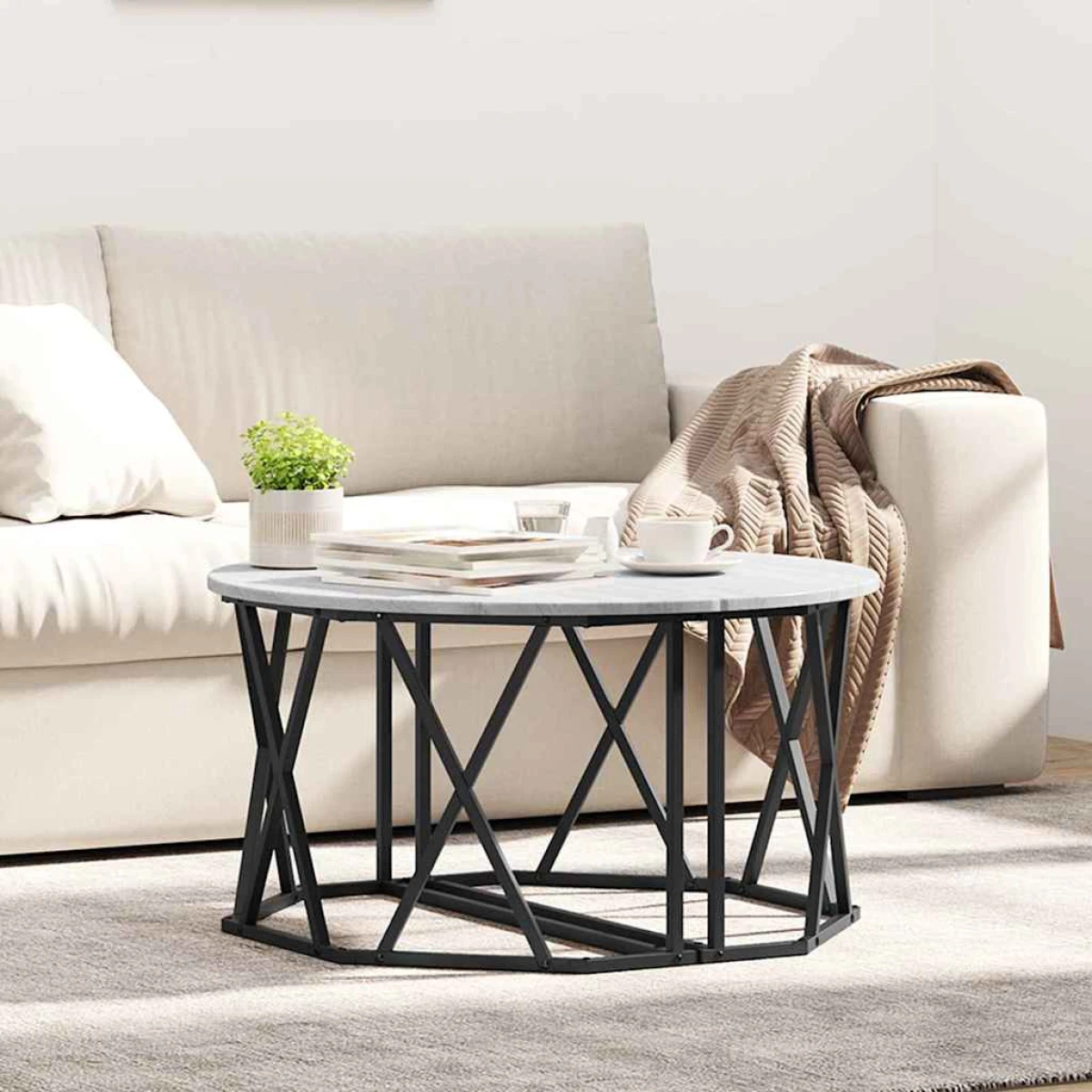 vidaXL VidaXL Coffee Table 80x80x42 cm Black Oak Matte Living Room - Coffee Table
