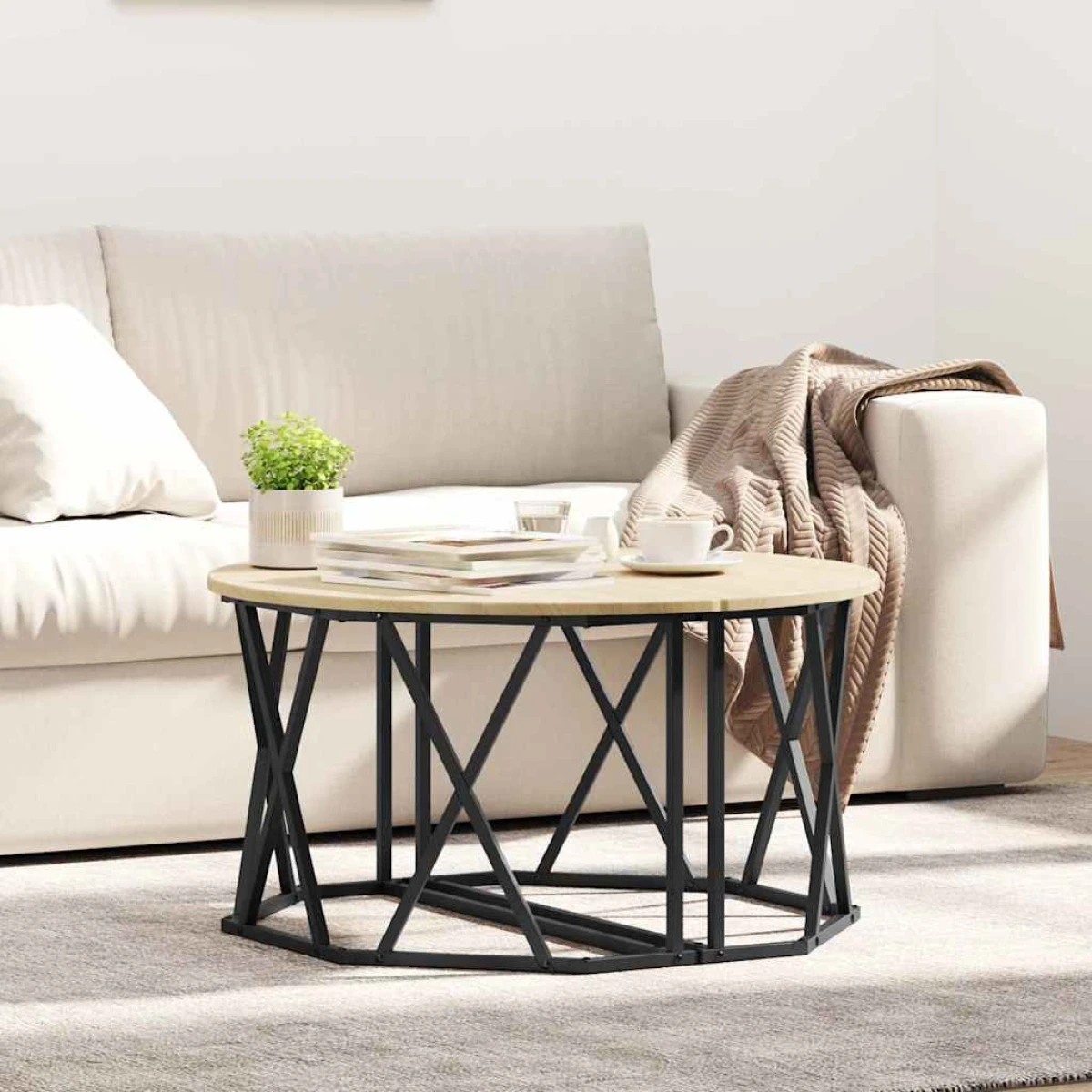 vidaXL VidaXL Coffee Table 80x80x42 cm Black Oak Matte Living Room - Coffee Table