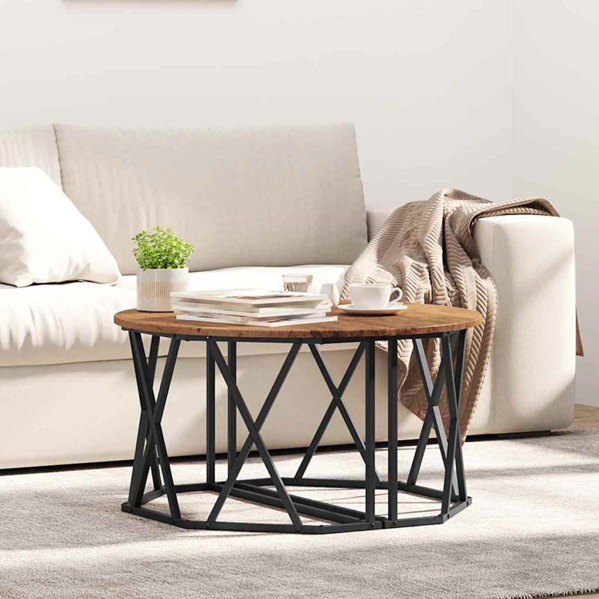 vidaXL VidaXL Coffee Table 80x80x42 cm Black Oak Matte Living Room - Coffee Table
