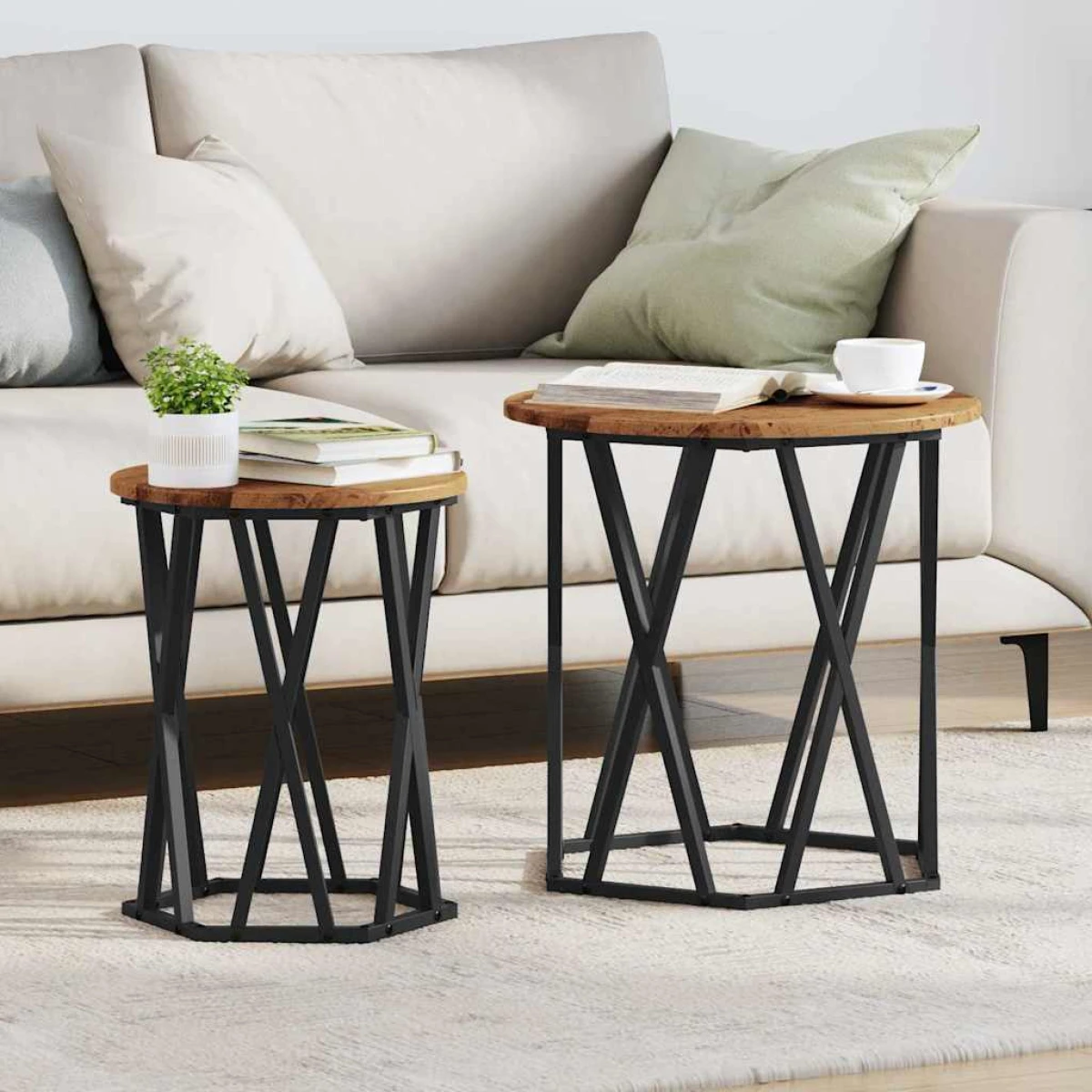 vidaXL VidaXL Coffee Table Black Oak 50x50x50 cm Two Piece Set - Coffee Table