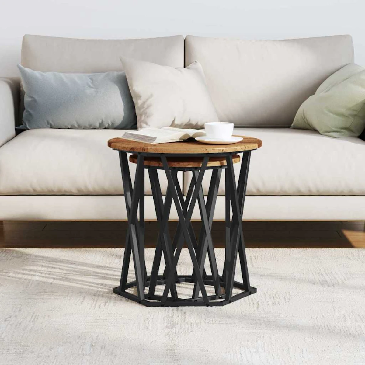 vidaXL VidaXL Coffee Table Black Oak 50x50x50 cm Two Piece Set - Coffee Table
